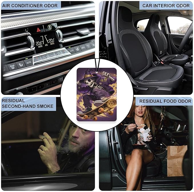 5PCS Car Air Freshener Hanging Personalized Double Sided Wizard Skull Car Fresheners Long Lasting New Cars Scents Cute Automotive Freshies for Closets Drawers (tea)