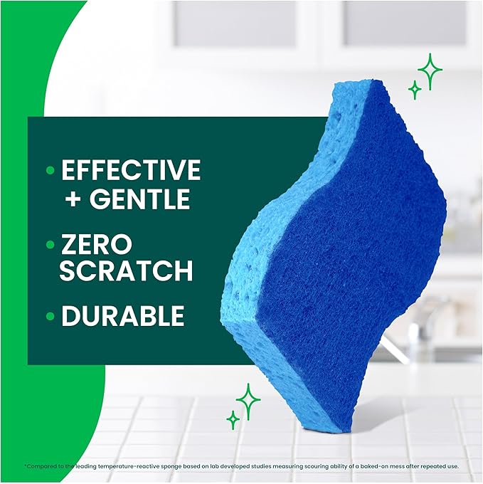 Scotch-Brite Zero Scratch Non-Scratch Scrub Sponges Sponges for Cleaning Kitchen Bathroom and Household non-scratch Sponges Safe for Non-Stick Cookware 36 Scrubbing Sponges