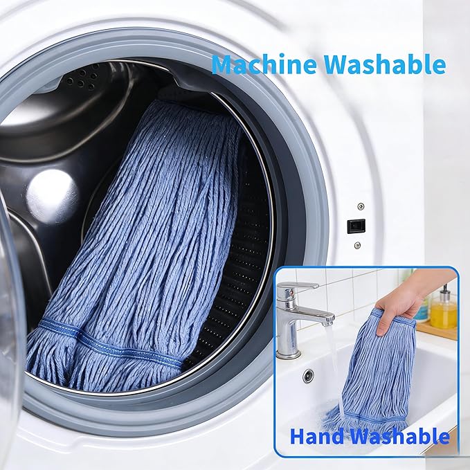 Commercial Mop Head Replacement 6 Pack Heavy Duty Cotton Mop Heads Super Absorbent &amp Washable Floor Cleaning Mop Refills for Cleaning Services Offices &amp Home Use