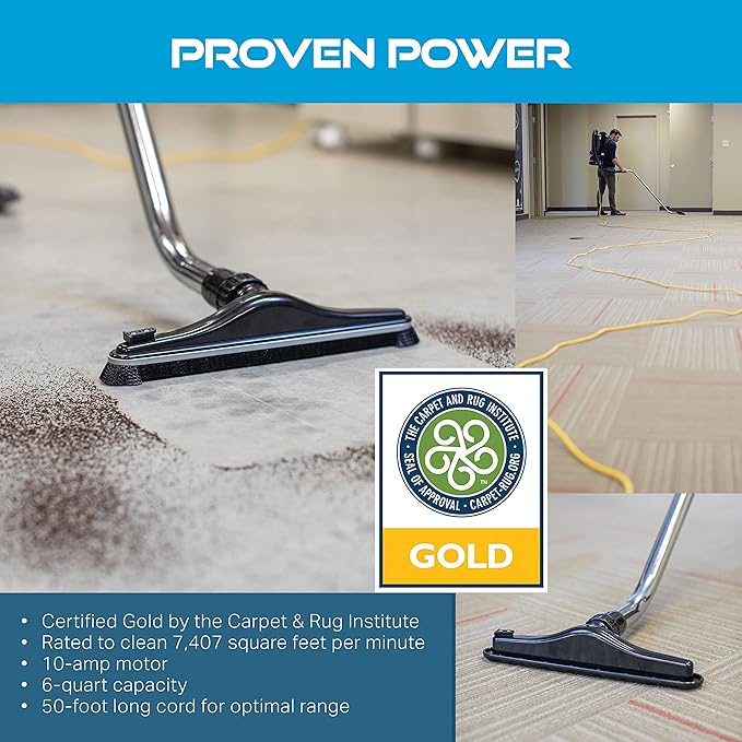 Powr-Flite Comfort Pro Backpack Vacuum Cleaner 6 Quart Commercial Vacuum Cleaner with Premium Tool Kit HEPA Vacuum BP6S