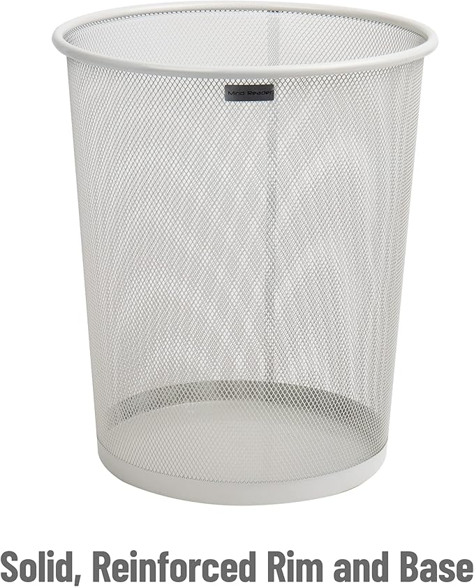 Mind Reader Mesh Trash Can 16.65L (4.4 gal) Waste Paper Basket Round Office Metal Mesh White