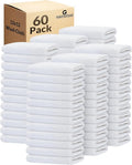 GOLD TEXTILES 60 Pack Economy White Washcloths Set (12x12 inches) - Cotton Blend Commercial Grade Cleaning Rags Quick Drying &amp Soft Face Cloths Fingertip Towels for Bathroom Spa Gym and Kitch