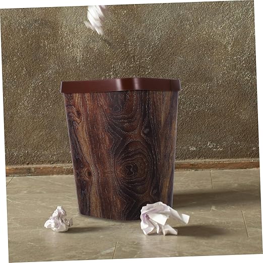 Imitation Grain Garbage Can Wastebasket for Bathroom Office Stylish and Space-Saving Household Trash Holder