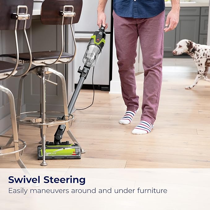 Bissell PowerGlide Slim Corded Vacuum Powerful Pet Hair Pickup on Carpet &amp Hard Floors Lightweight Swivel Steering 3-in-1 Capabilities with Dusting &amp Crevice Tool XL Tank 3070 Black &amp