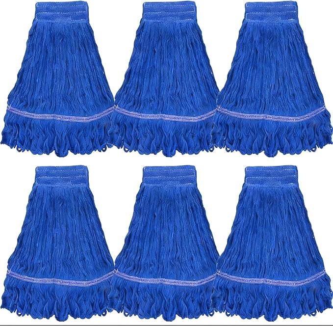 Commercial Mop Head Replacement 6 Pack Heavy Duty Cotton Mop Heads Super Absorbent &amp Washable Floor Cleaning Mop Refills for Cleaning Services Offices &amp Home Use