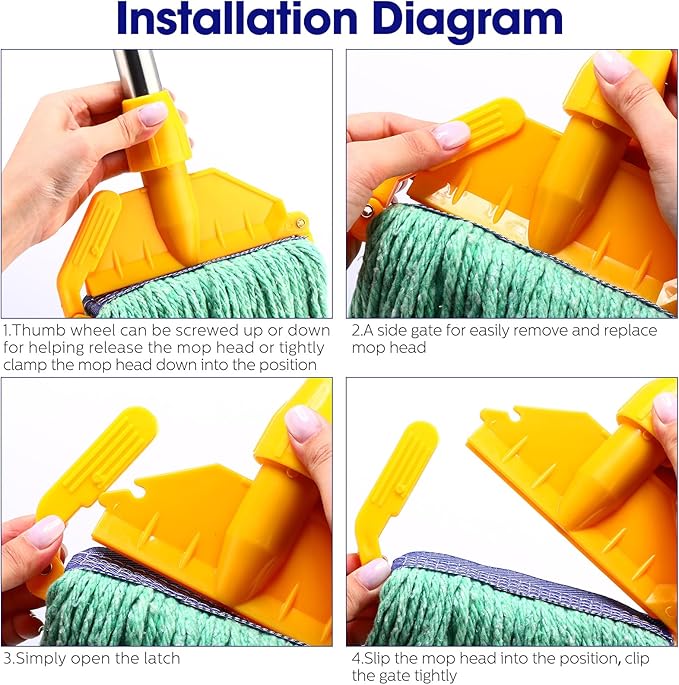 Eccliy 24 Pack Heavy Loop End Cotton String Mop Head Heavy Duty Mop Head Commercial Refills Replacement Bulk for Home Industrial Commercial Floor Cleaning (GreenBlue)