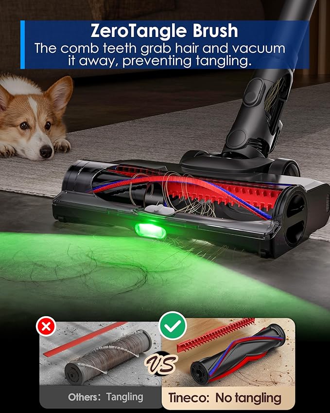 Tineco Pure ONE Station 5 Pro Cordless Vacuum Automatic Dust Collection Full-Path Self-Cleaning ZeroTangle Brush Up to 100 Minutes Runtime Stick Vacuum Cleaner for Pet Hair Carpet &amp Hard Flo