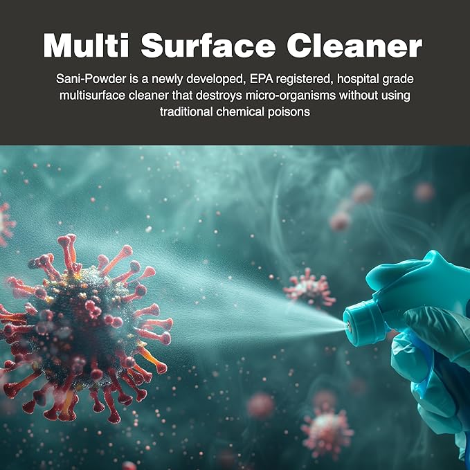The Tile Doctor Sani Powder Granulated Hypochlorous Acid - Professional Grade Surface Disinfectant - Natural HOCL Multi Surface Cleaner - For Home Office &amp Medical Locations – 1.05 grams (2 pack)