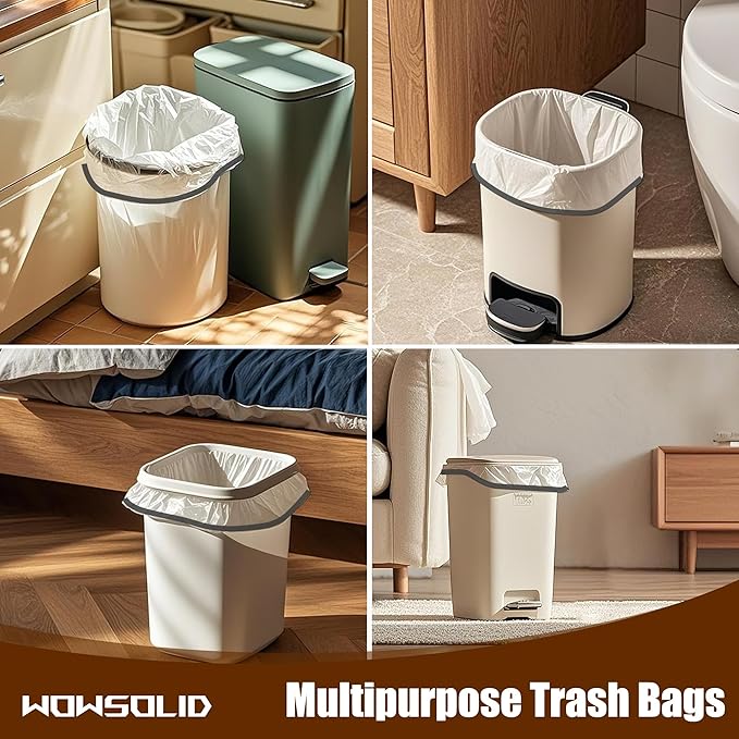 Small Trash Bags 4 Gallon with Drawstring 360 Count 1.2 Mil Thick Small Garbage Bags by WOWSOLID Fit Liners 10-15 Liter 3.5-4.5 Gal Mini Trash Can Bin for Bathroom Kitchen Bedroom Office