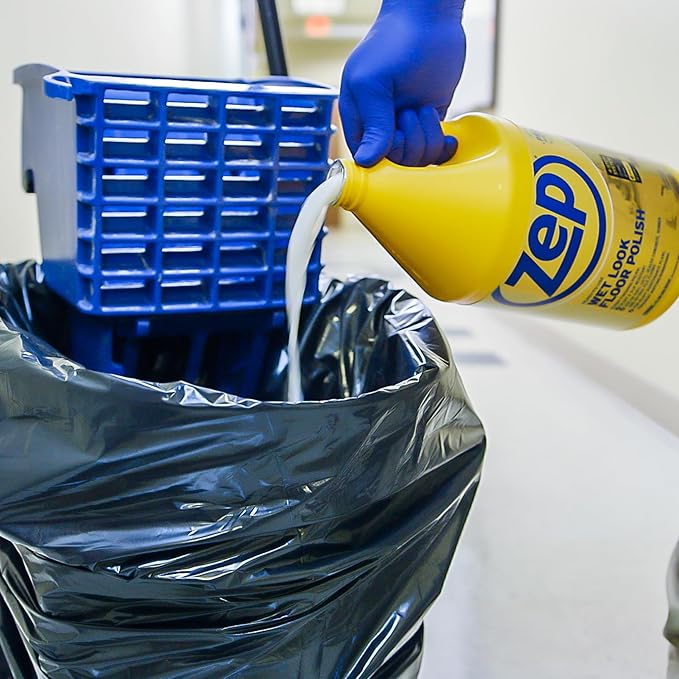 Zep Wet Look Floor Polish - 1 Gallon (Case of 2) ECZUWLFF1282 - Long Lasting Glossy Finishing Polish Scuff &amp Slip Resistant for Vinyl (VCT) Sealed Concrete Rubber and No-Wax Tile Floors