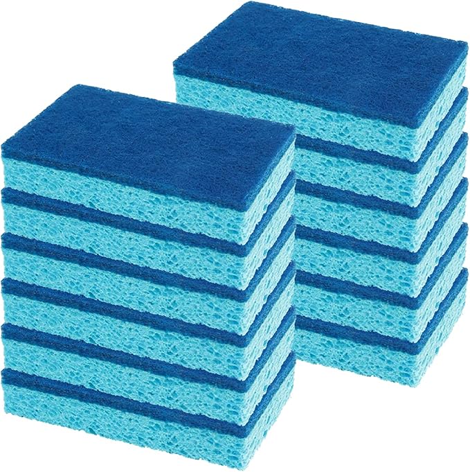LOLA Natural Cellulose Scrub Sponges 12 Pack All Purpose Scrubber Sponge Made of Cellulose Sustainable Dishwasher Safe Non-Stick