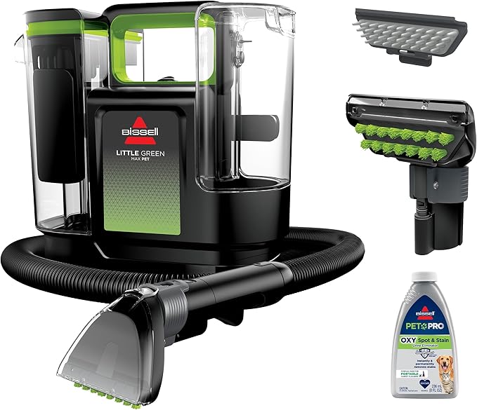 BISSELL® Little Green® Max Pet Portable Carpet and Upholstery Deep Cleaner Car/Auto Detailer with Self-Cleaning Tough Stain Tool and Pet Hair Removal Tool (3860)