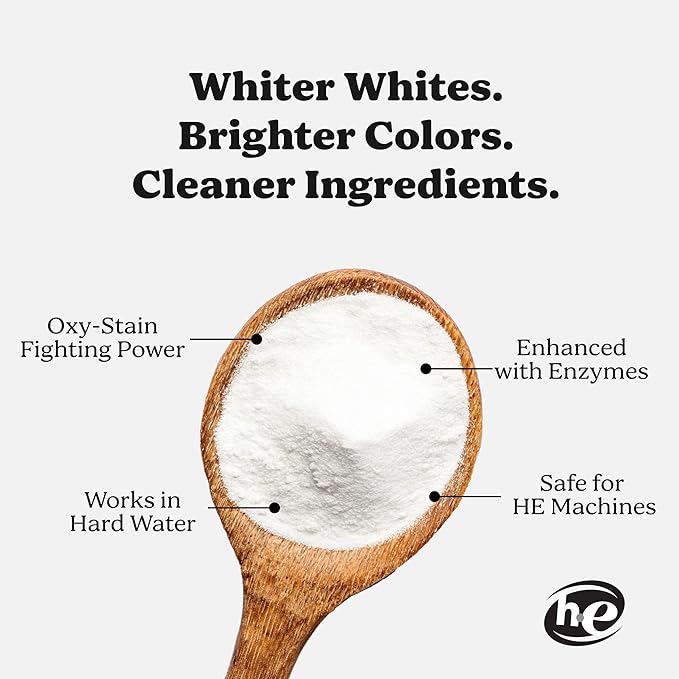 Pronounce Oxygen Laundry Booster with Enzymes - Brightens White &amp Tough on Stains Fights Odor. Stain Remover Cleaner Ingredients Fragrance Free - Ultra Concentrated HE - 60 Loads (Unscented)