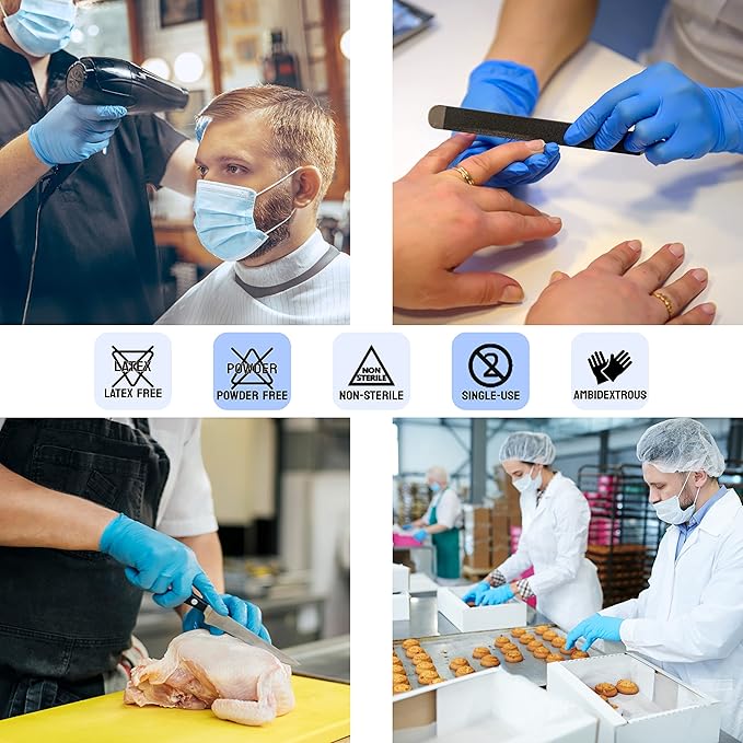 Safe Health NITRO-V Nitrile-Vinyl Synthetic Exam Disposable Gloves Latex Free Powder Free Blue Case of 1000 Small Medical Grade Clinic Nursing Food Hair Salon Cleaning Housework