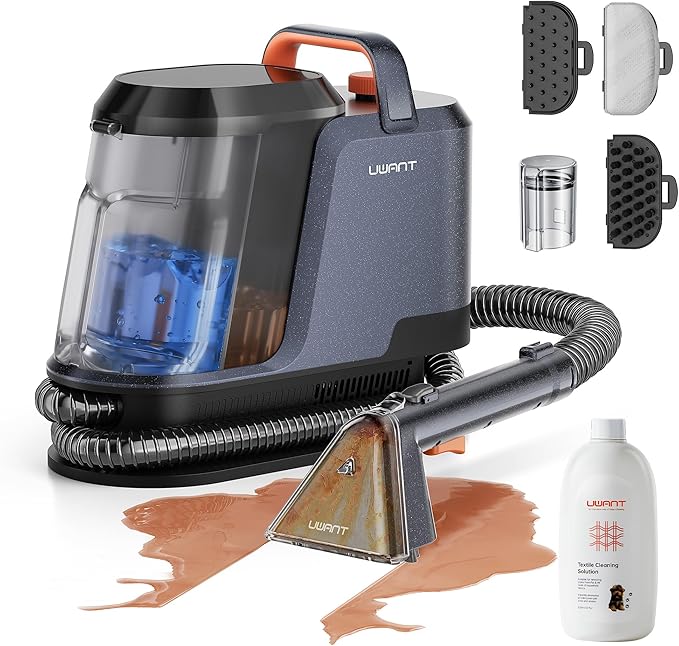 Uwant Portable Carpet and Upholstery for Deep Cleaner 18Kpa Carpet Cleaner Machine for Cars Pets with Cleaning Tool and Self Cleaning for Spot Rug Couch