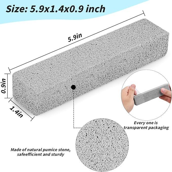90 Pack Pumice Stones Bulk for Cleaning - Grey Pumice Scouring Pad Pumice Stick Cleaner for Removing Toilet Bowl Ring Bath Household Kitchen Pool 5.9 x 1.4 x 0.9 Inch