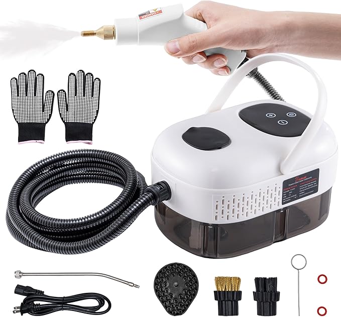 Handheld Steam CleanerSteam Cleaner with Smart Touch Screen High Pressure Steamer15sec Heat-up Deep Cleaning Steamer(White) for KitchenBathroomFurnitureCarGroutTile and More