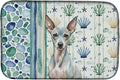 Caroline's Treasures American Hairless Terrier Coastal Sea Glass Dish Drying Mat Absorbent Dish Drying Mat Pad for Kitchen Counter Dish Drainer Mat for Countertop 14 x 21 Multicolor