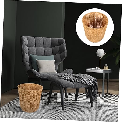 Versatile Baskets Stackable Storage Bins Woven Waste Baskets Kitchen Supply Easy to Move Pastoral Design