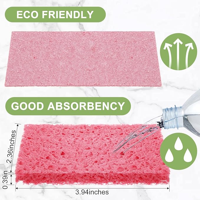 Zhengmy 300 Pieces Sponges Kitchen Compressed Sponges Bulk Natural Dish Sponge Compressed Wood Pulp Cleaning Sponge Without Scratching for Kitchen Bathroom 3.9 x 2.4 x 0.12 Inch (Multicolor)