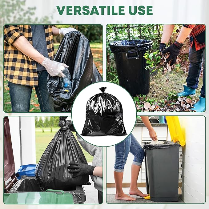95 Gallon Heavy Duty Trash Bags | 25 Bags w/Ties | Super Large Garbage bags | 1.5 MIL Thickness for Yard Home and Office Cleanup Disposal - TrashMaster (50)