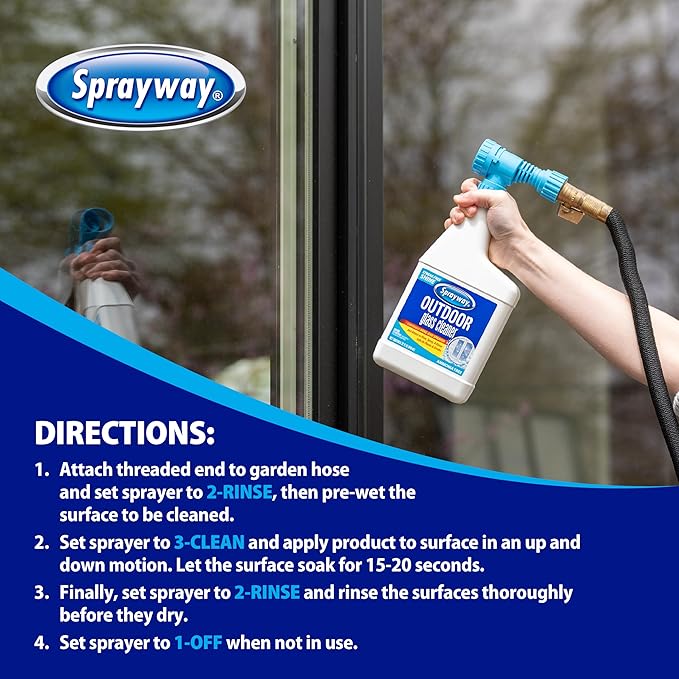 Sprayway Outdoor Glass Cleaner 32oz Pack of 6 | Streak-Free Shine Foaming Action | Ideal for Windows Patio Doors and Outdoor Glass Surfaces