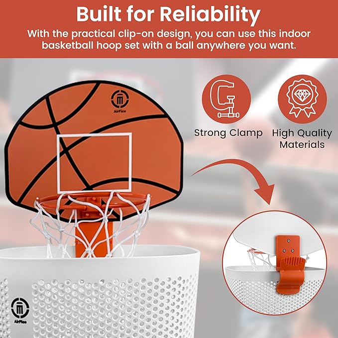 Basketball Trash Can Complete Set – Perfect Basketball Hoop Trash Can Fun Indoor Kids Trash Can and Unique Basketball Birthday Gift
