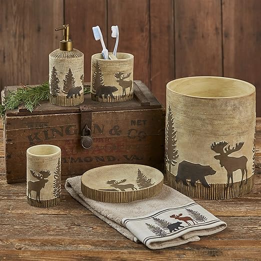 Park Designs Beige Black Forest Waste Basket