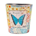 PU Leather Small Trash Can Wastebasket Round Garbage Container Basket for Bathrooms Laundry Room Kitchens Offices Kids Rooms BedroomsDormsHome Decorative Art Bin 2.9 Gallon(Blue Butterfly)