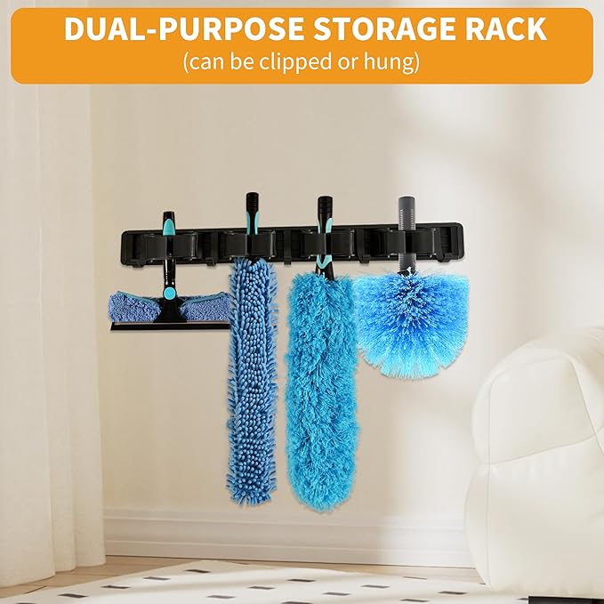 Duster with Extension Pole (20 FT Reach) Light Bulb Changer for High Ceilings &amp 3-12FT Extension Pole Duster Cleaning Kit Fan Duster/Cobweb Duster/Window Washing Kit for High Window Interior Ro