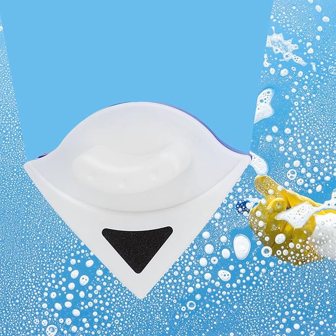 Double-Side Magnetic Glass Wiper Magnetic Window Cleaning Tool Brush Useful Triangular Surface Washer for Single Glazed Window Thickness 3-8mm