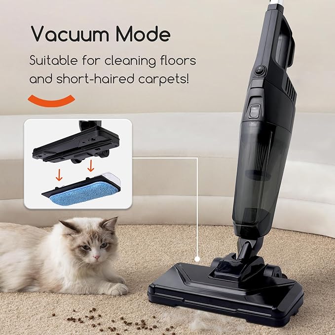 Lightweight Vacuum Cleaners for Home Unique Vacuum and Mop Combo - 3 Dust Filters/Microfiber Pads Corded Stick Vacuums &amp Electric Brooms - 600W 25Kpa Suction for Kitchen Bedroom Living Room