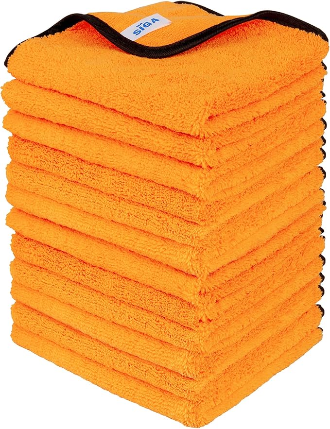 MR.SIGA Professional Premium Microfiber Towels for Cars Dual-Sided Car Washing and Detailing Towels Gold 15.7 x 23.6 inch 12 Pack
