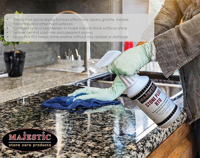 Majestic Stone Plus Value Kit : Marble Granite Natural Stone Cleaner