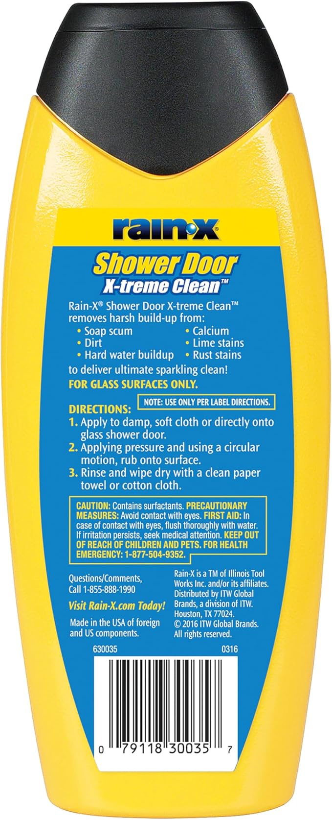 Rain-X 630544 X-Treme Clean Shower Door Cleaner 12 Fl. Oz Formulated To Glass Doors - Removes Soap Scum Dirt Hard Water Build-up Calcium Lime &amp Rust Stains (Pack of 2)