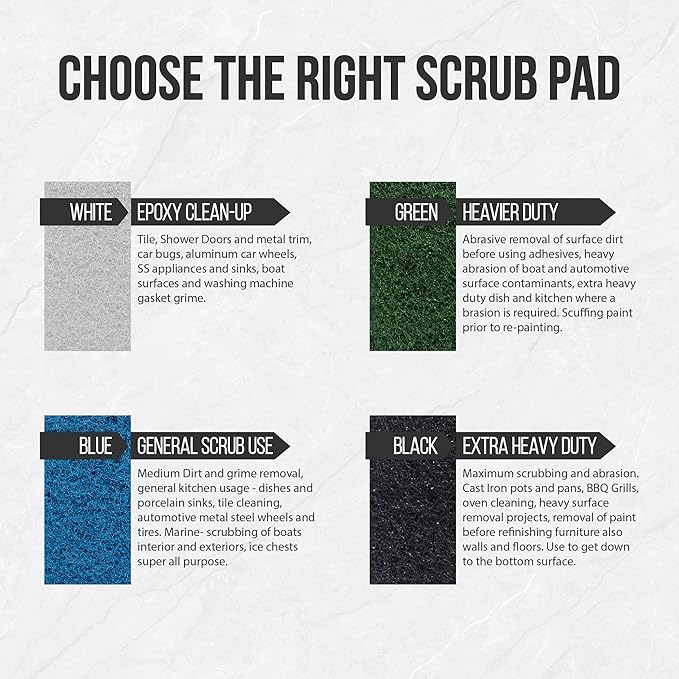 Scrub Doctor 6-Pack of 10 x 4.5 x 1 in. Large Green Scrub Pads and Scrub Pad Holder Scrub-HLD-L-GRN-6 Heavy-Duty Scrubbing Pads for Boat and Automotive Surfaces Dishes Kitchens and Paint Scuffing