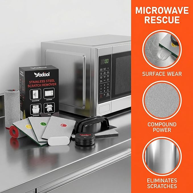 Stainless Steel Commercial Kitchen Scratch Remover Kit for Non-Coated Stainless Steel Surfaces Removes Scratches Scuffs Abrasions Restores Brushed Finish DIY Repair Solution