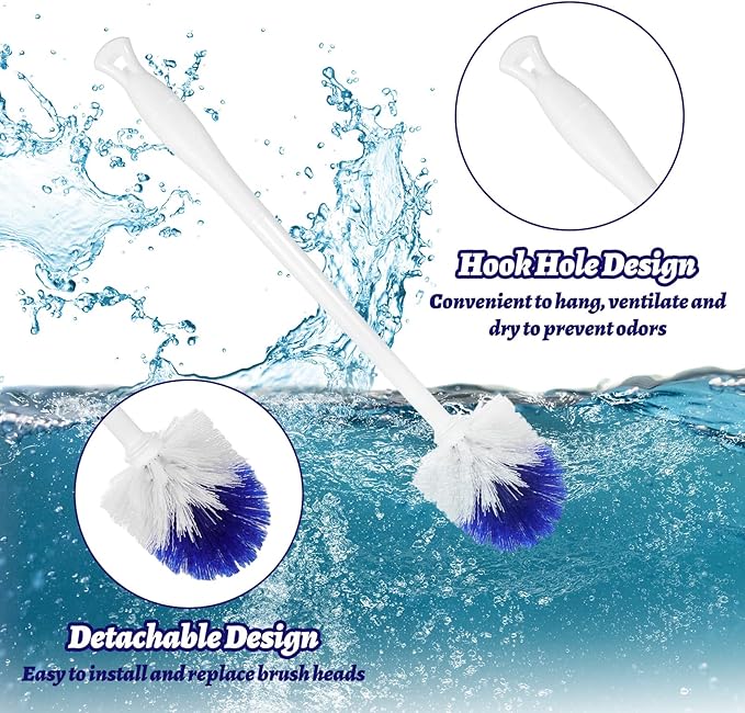 12 Pcs Toilet Brush 18.5 Inch Long Plastic Handled Toilet Bowl Cleaning Brush Soft Bristle Heavy Duty Long Scrubber for Household Bathroom Cleaning Supplies