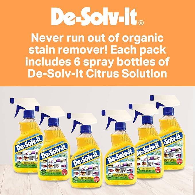 De-Solv-It Citrus Solution - Odor &amp Stain Remover for Cloth Wood Glass &amp More 12.6-Ounce (6-Pack)