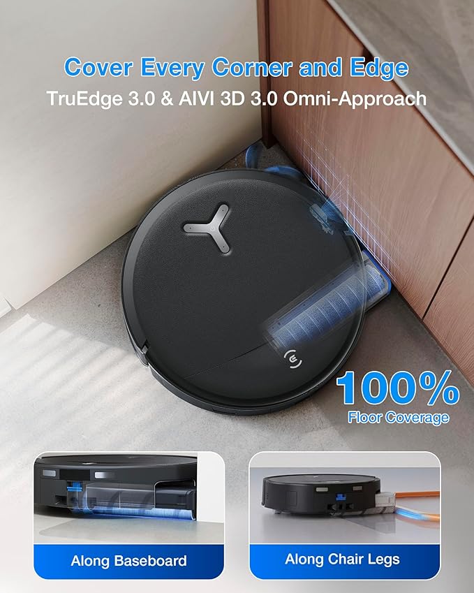 ECOVACS DEEBOT T80S Omni Robot Vacuum and Mop 24800Pa Suction Instant Self-Cleaning OZMO Roller Mop Auto-Lift Mop for Carpet &amp Spill Protection AI Navigation ZeroTangle 3.0 for Pets Family