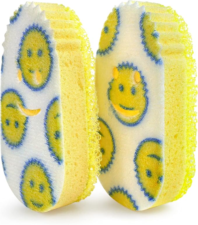 Scrub Daddy Dish Daddy Dish Wand &amp Refill Heads Soap Dispensing Dish Brush Texture Changing Washing Up Sponge With Liquid Handle Dish Sponge with Built-in Scraper &amp Scrubbing Head Drip sta