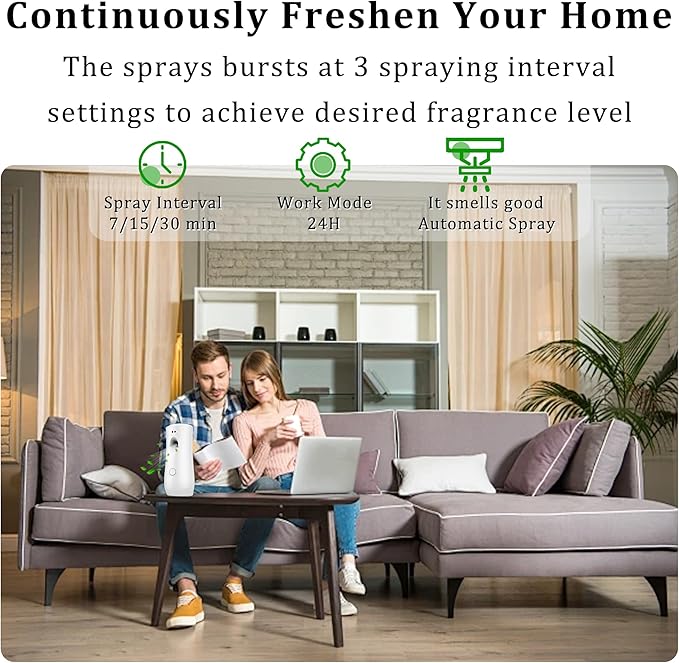 Automatic Air Freshener Spray Dispenser (6-Pack) Free Standing or Wall Mounted Adjustable Aromatherapy Machines for Home Indoor Bathrooms Offices Hotels and Commercial Places (White 001)