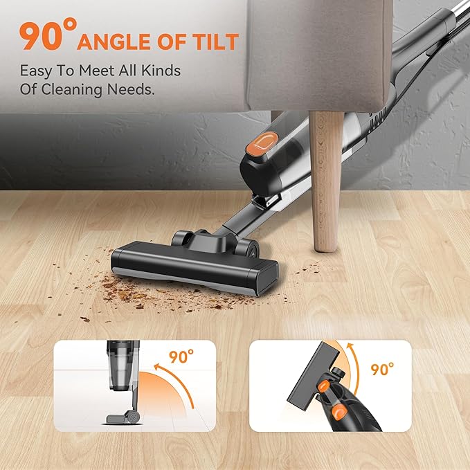 Vazone R6X Corded Stick Vacuum Cleaners for Home 20Kpa Powerful Suction Stick Vacuum with 16Ft Cord 2 in 1 Lightweight Handheld Vacuum Cleaner for Hardwood Floor Pet Hair