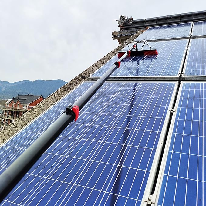 Water fed Pole Window Cleaning System - 12FT-36FT Extendable Solar Panel Cleaning Brush and Pole for Windows Cars Ceilings &amp More