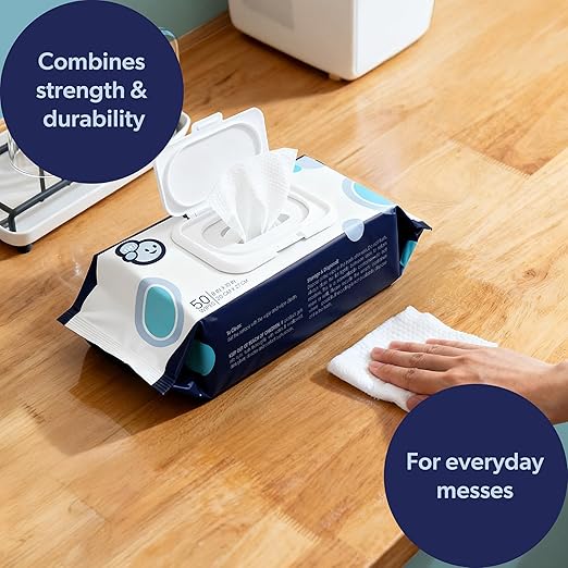 happimess WPE1003A-4SET Reusable Heavy Duty Kitchen Wipes Strong &amp Durable Multi-Surface Cleaning Cloths for Counters Stovetops &amp Grease Streak-Free &amp Unscented 50 Count (Pack of 4) 8
