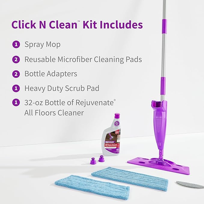 Rejuvenate Click N Clean Multi-Surface Spray Mop All-in-One Kit Cleans and Revitalizes Floors 1 Count