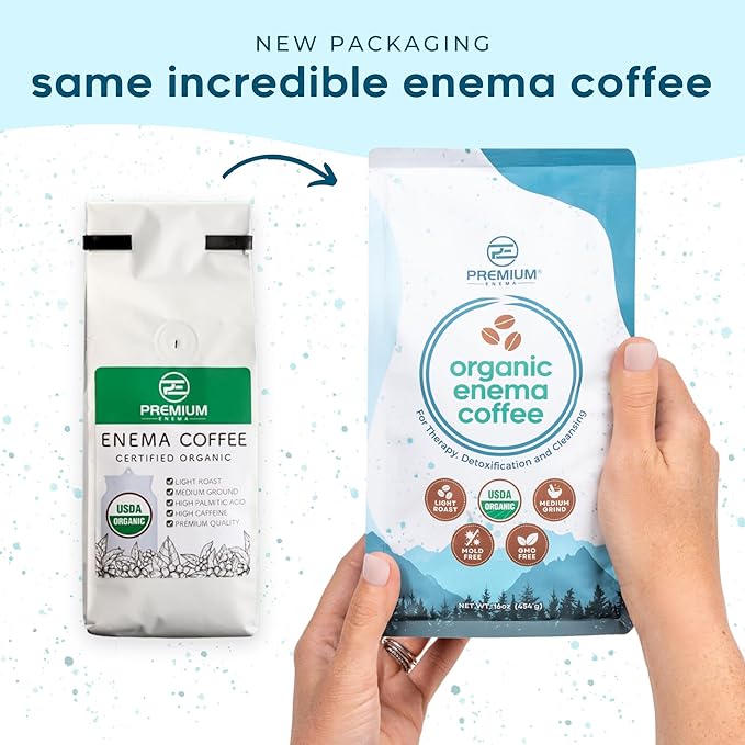 Premium Enema Organic Coffee for Enemas - Light Roast Medium Ground Specialty Grade High Palmitic Acid Caffeine Fair Trade 1Lb (5 Pack)