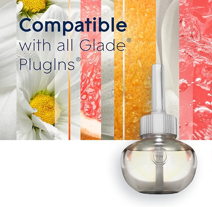 Glade PlugIns Refills Air Freshener Starter Kit Scented and Essential Oils for Home and Bathroom Joyful Citrus &amp Daisies 4.02 Fl Oz 2 Warmers + 6 Refills