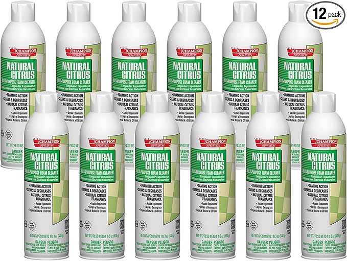 Champion Sprayon Natural Citrus Foam Cleaner. Case: 12-19 oz. Net cans.