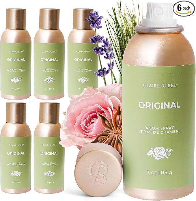 Claire Burke Original Scent Room Spray 3 oz (Pack of 6) - Fresh Home Fragrance &amp Air Freshener Natural Scent Home Fragrance Long Lasting Natural Air Freshener